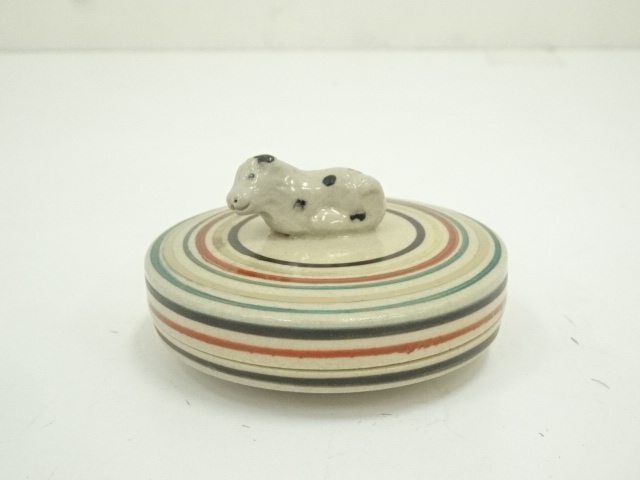 萬古焼　佐久間芳山造　干支戌香合